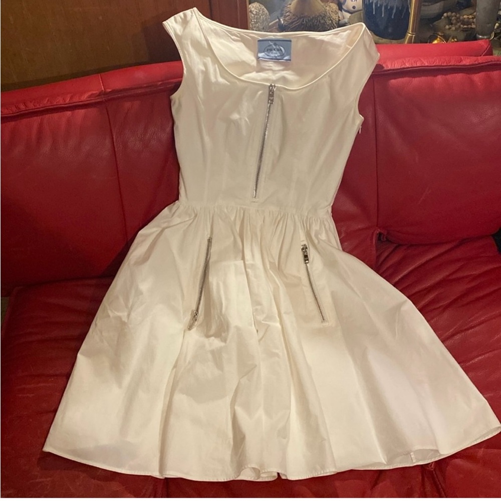 Prada White Zipper Dress